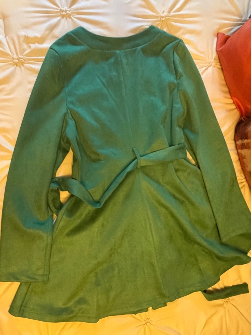 Love Tree Green Long Sleeve Zip Front Tie Waist Dress Size L